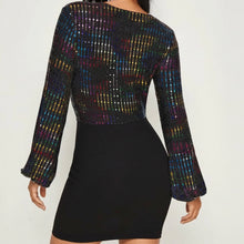 Load image into Gallery viewer, Plugging Neck Wrap Sequin Bodice Bodycon Dress