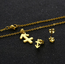 Load image into Gallery viewer, Stainless Steel Zodiac Necklace & Earrings Set