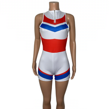 Load image into Gallery viewer, Flying V Zip-Front Chevron Romper