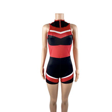 Load image into Gallery viewer, Flying V Zip-Front Chevron Romper