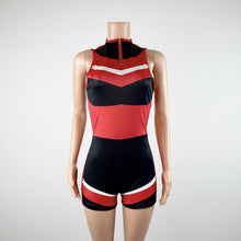 Load image into Gallery viewer, Flying V Zip-Front Chevron Romper