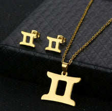 Load image into Gallery viewer, Stainless Steel Zodiac Necklace & Earrings Set