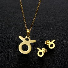 Load image into Gallery viewer, Stainless Steel Zodiac Necklace & Earrings Set