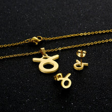 Load image into Gallery viewer, Stainless Steel Zodiac Necklace & Earrings Set