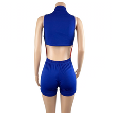 Load image into Gallery viewer, Flying V Zip-Front Chevron Romper