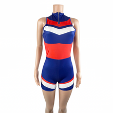 Load image into Gallery viewer, Flying V Zip-Front Chevron Romper