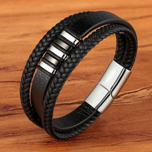 Load image into Gallery viewer, Vintage Two-Tone SS PU Leather Bracelet
