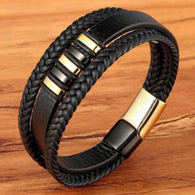 Load image into Gallery viewer, Vintage Two-Tone SS PU Leather Bracelet

