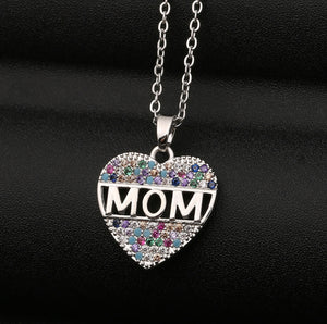 “MOM” Mother’s Day Heart Shaped Rhinestone Necklace