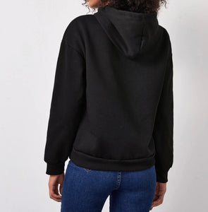 Drawstring Fuzzy Lining Hoodie
