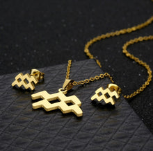 Load image into Gallery viewer, Stainless Steel Zodiac Necklace &amp; Earrings Set
