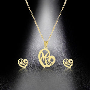 Mother’s Day Heart Shaped Earrings & Necklace Set