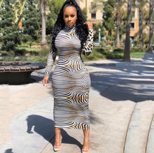 Load image into Gallery viewer, Leopard and Zebra Print Midi Dress

