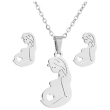 Load image into Gallery viewer, Pregnancy Portrait Earrings &amp; Necklace Set
