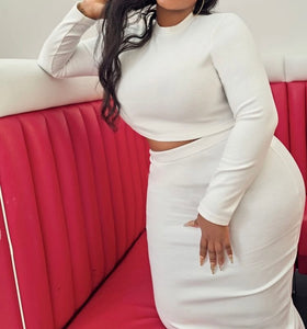 Crop Top & Slogan Graphic Skirt Set