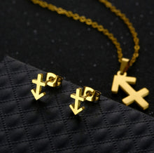 Load image into Gallery viewer, Stainless Steel Zodiac Necklace &amp; Earrings Set
