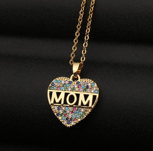 “MOM” Mother’s Day Heart Shaped Rhinestone Necklace