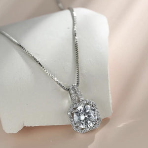18K White Gold Plated Zircon Necklace
