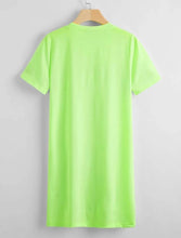 Load image into Gallery viewer, Neon Green Rhinestone Letter Fringe Details Dress
