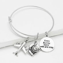 Load image into Gallery viewer, Mini Aircraft &amp; Rhinestone Decorated Bangle Bracelet
