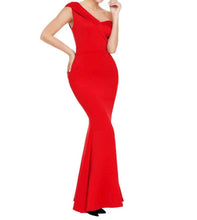 Load image into Gallery viewer, One Shoulder Foldover Fishtail Maxi Formal Dress

