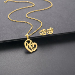 Mother’s Day Heart Shaped Earrings & Necklace Set
