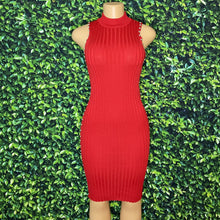 Load image into Gallery viewer, Mock-Neck Studded Rib-Knit Dress
