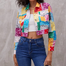 Load image into Gallery viewer, Paisley Partchwork Flap Pocket Crop Jacket
