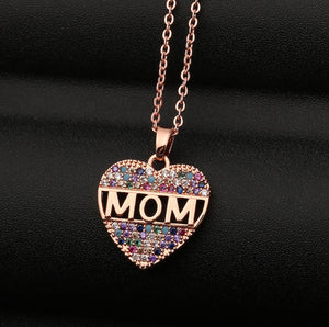 “MOM” Mother’s Day Heart Shaped Rhinestone Necklace