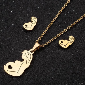 Pregnancy Portrait Earrings & Necklace Set