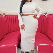 Load image into Gallery viewer, Crop Top &amp; Slogan Graphic Skirt Set

