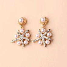 Load image into Gallery viewer, Faux Pearl Jeweled Drop Earrings
