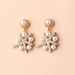 Faux Pearl Jeweled Drop Earrings