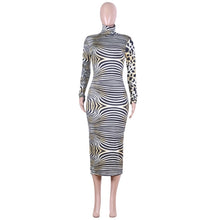 Load image into Gallery viewer, Leopard and Zebra Print Midi Dress
