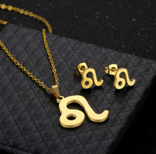 Load image into Gallery viewer, Stainless Steel Zodiac Necklace &amp; Earrings Set
