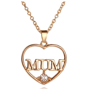 “Mum” Heart Shaped Rhinestone Decor Necklace