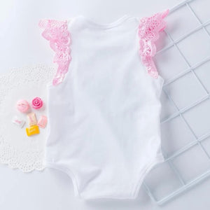 Baby Girl Contrast Lace Bodysuit w/Headband