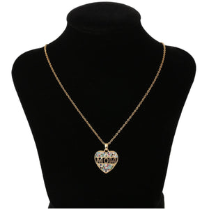 “MOM” Mother’s Day Heart Shaped Rhinestone Necklace