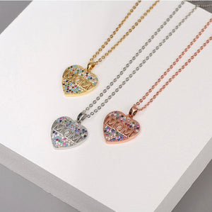 “MOM” Mother’s Day Heart Shaped Rhinestone Necklace