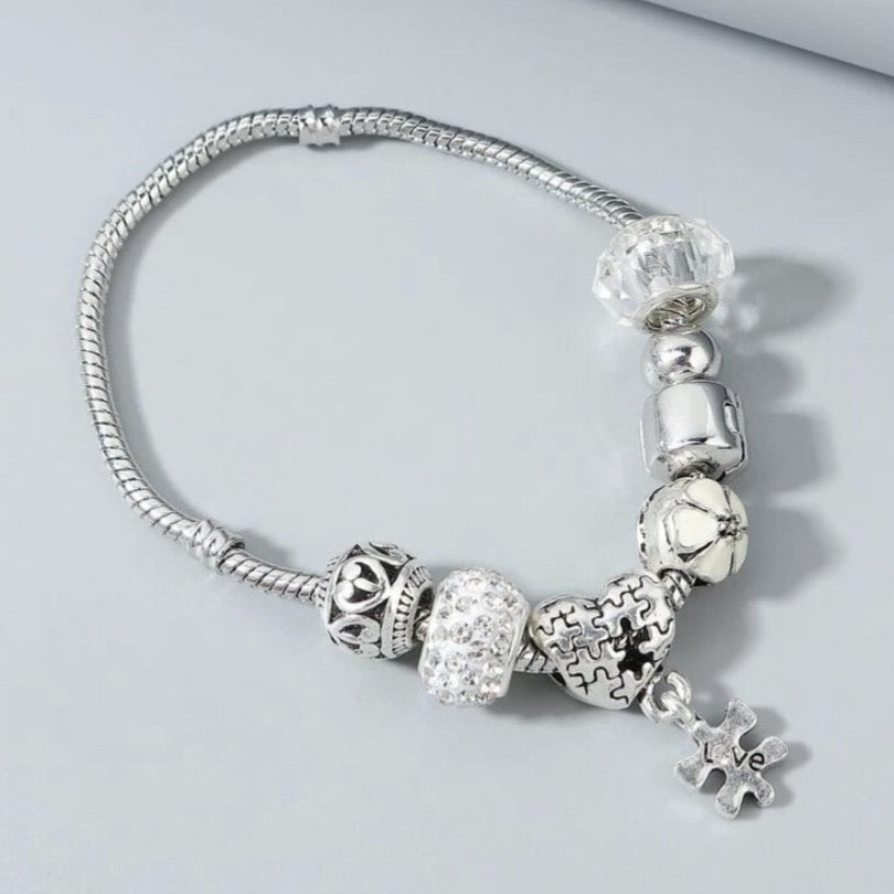 Pandora Inspired Heart Decor Bracelet