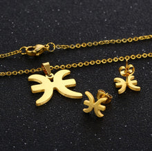 Load image into Gallery viewer, Stainless Steel Zodiac Necklace &amp; Earrings Set
