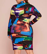 Load image into Gallery viewer, Plus Brush Stroke In Living Color Bodycon Dress
