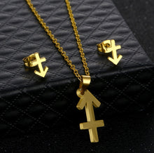 Load image into Gallery viewer, Stainless Steel Zodiac Necklace &amp; Earrings Set
