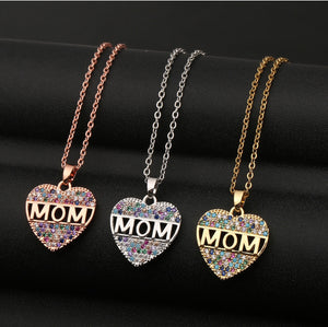 “MOM” Mother’s Day Heart Shaped Rhinestone Necklace
