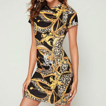 Load image into Gallery viewer, Mock-Neck Chain &amp; Leopard Dress
