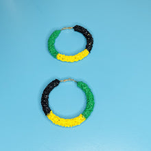 Load image into Gallery viewer, Big Fun Oversized Rasta Hoop Earrings
