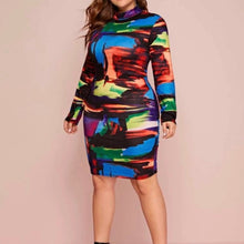 Load image into Gallery viewer, Plus Brush Stroke In Living Color Bodycon Dress
