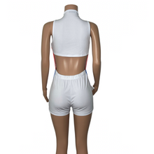 Load image into Gallery viewer, Flying V Zip-Front Chevron Romper
