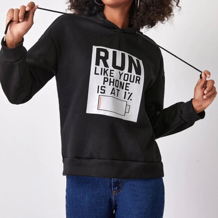 Drawstring Fuzzy Lining Hoodie
