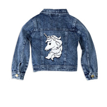 Load image into Gallery viewer, Baby Girl Reversible Sequin Patch Denim Jacket
